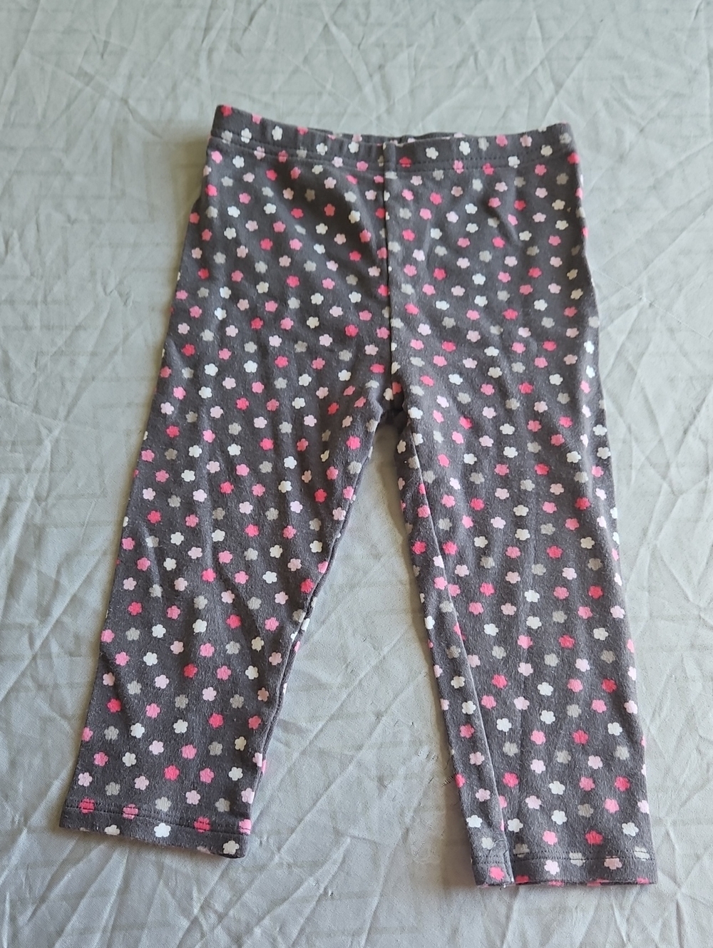 Carter's Gray Leggings with Pink and White Floral Dots